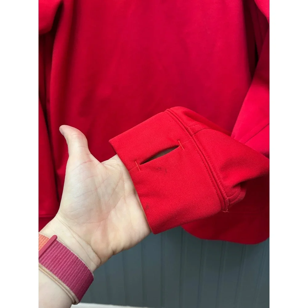 The North Face Mens Red Full Zip Hoodie Sweatshirt Thumbholes Size Large‎